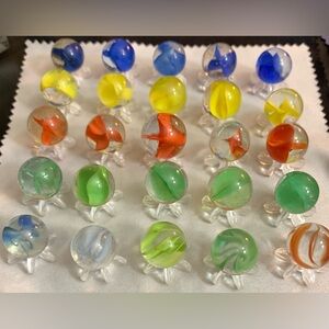 Vintage Cat's Eye Multi-Color Mm arble Lot (25) Colorful Glass Marbles